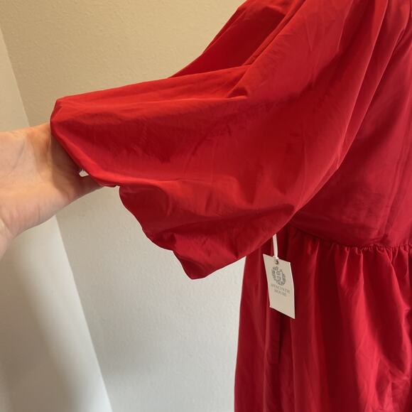 Tuckernuck Hyacinth House Courtney Red Shirred Bodice Mini Dress Sz Medium - Picture 6 of 12